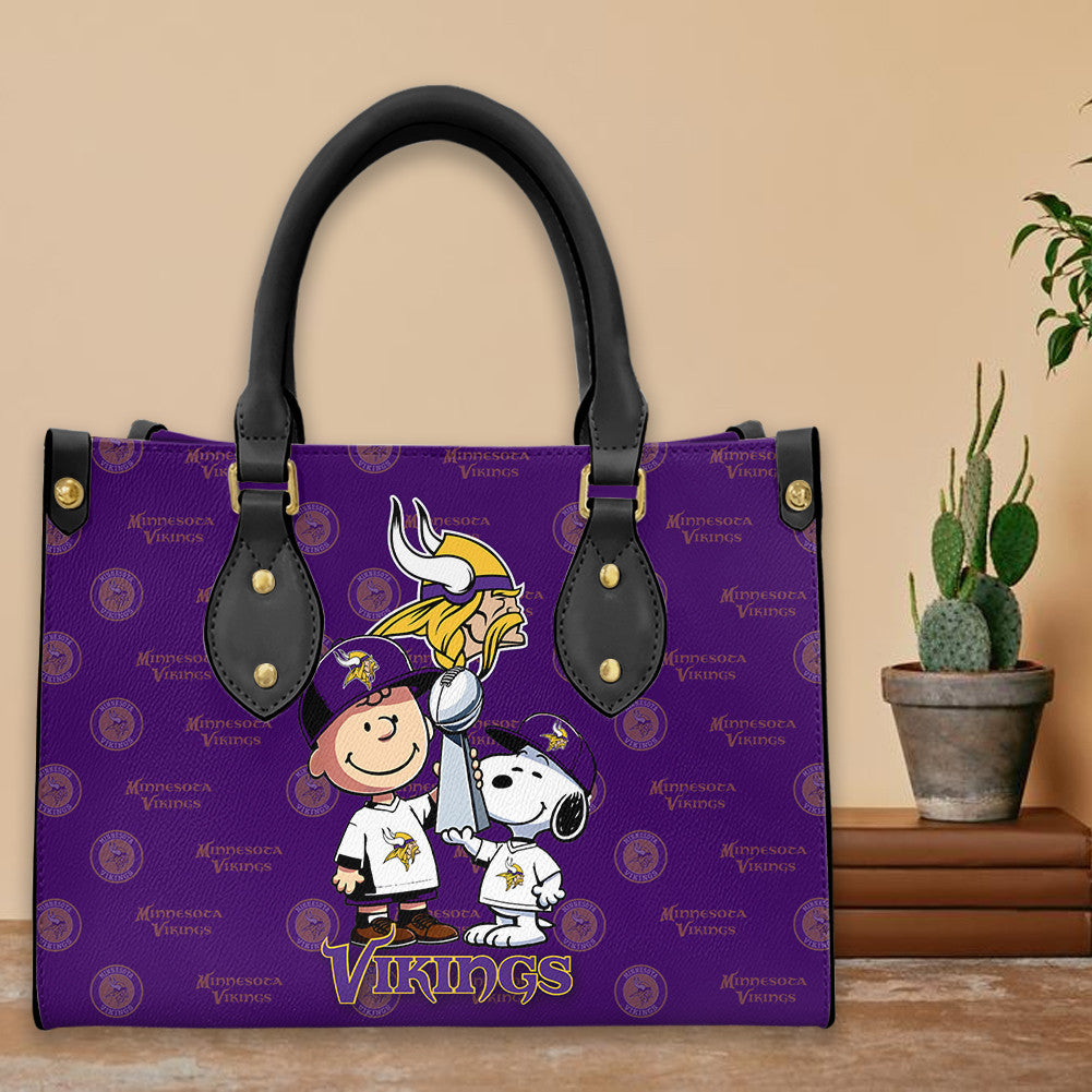 Minnesota Vikings Personalized Leather Hand Bag BBLTHB830