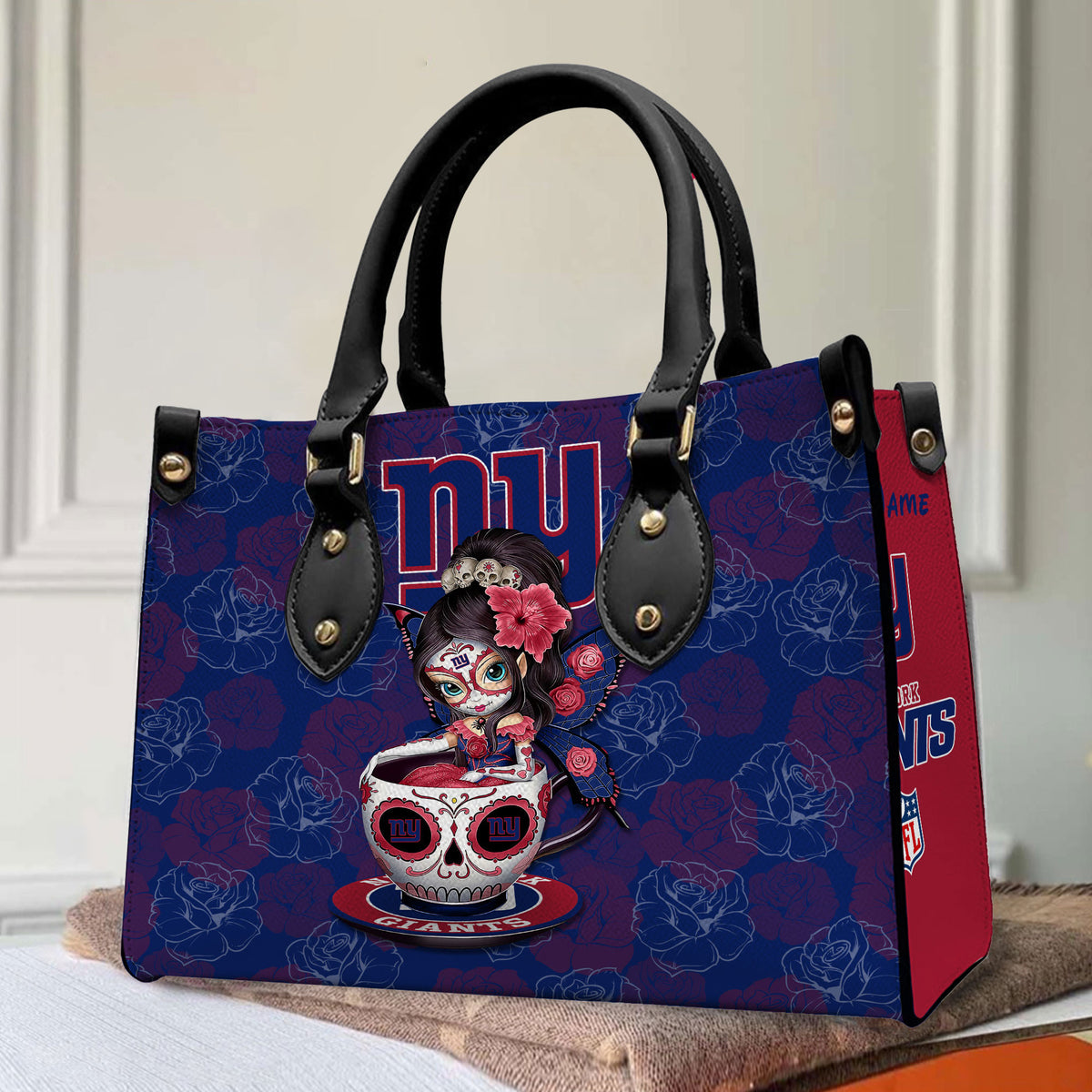 New York Giants Personalized Leather Hand Bag BB71A