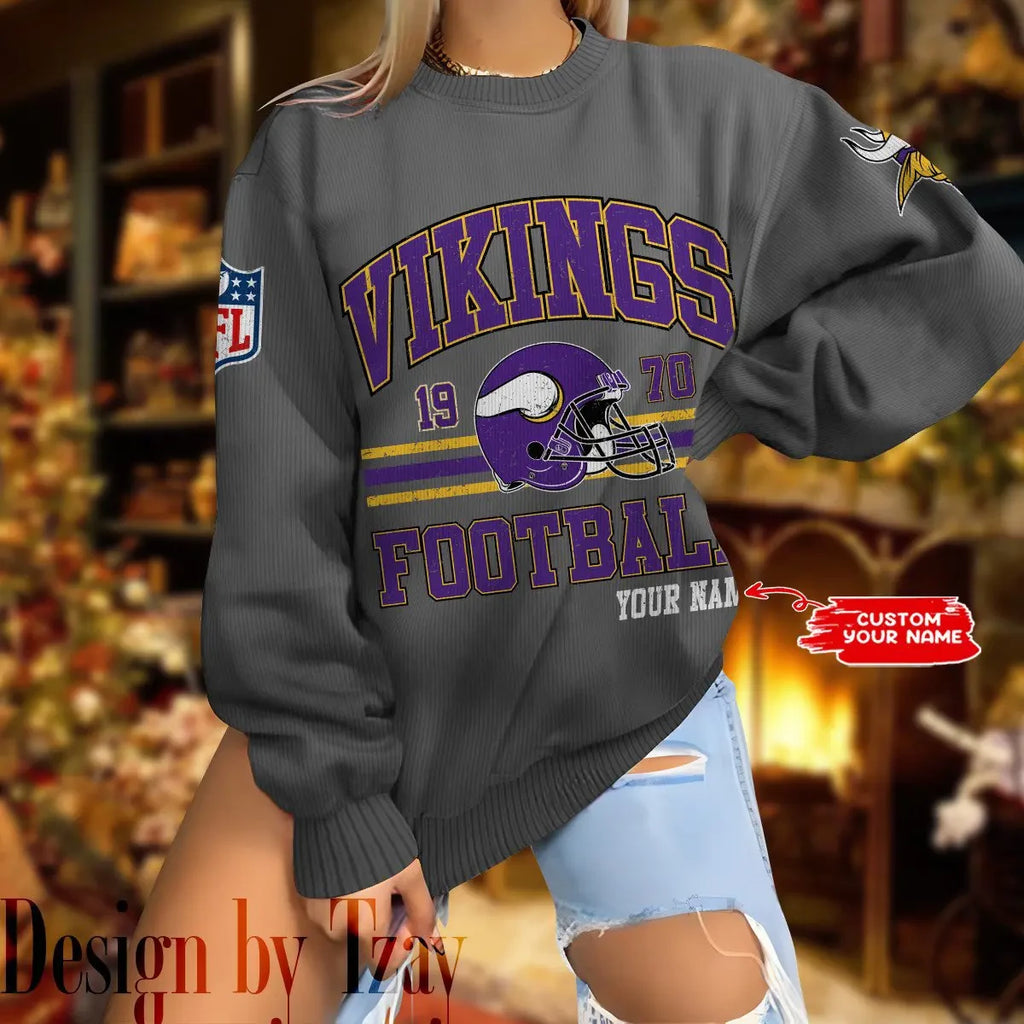 Minnesota Vikings Personalized Fashion Design New Woolen Sweater  BGSWT300