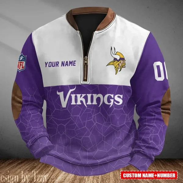 Minnesota Vikings Men's Vintage Zipper Stand Collar Sweatshirt S9MPZNS290