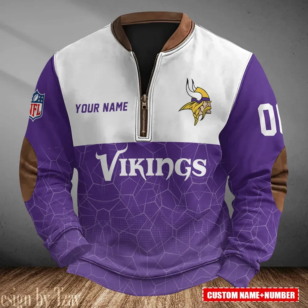 Minnesota Vikings Men's Vintage Zipper Stand Collar Sweatshirt S9MPZNS290