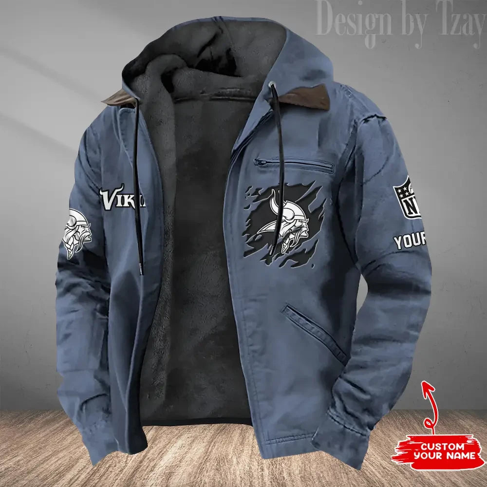 Minnesota Vikings Men's Casual Padded Jacket Hooded Trending 2026 SPTPJH054