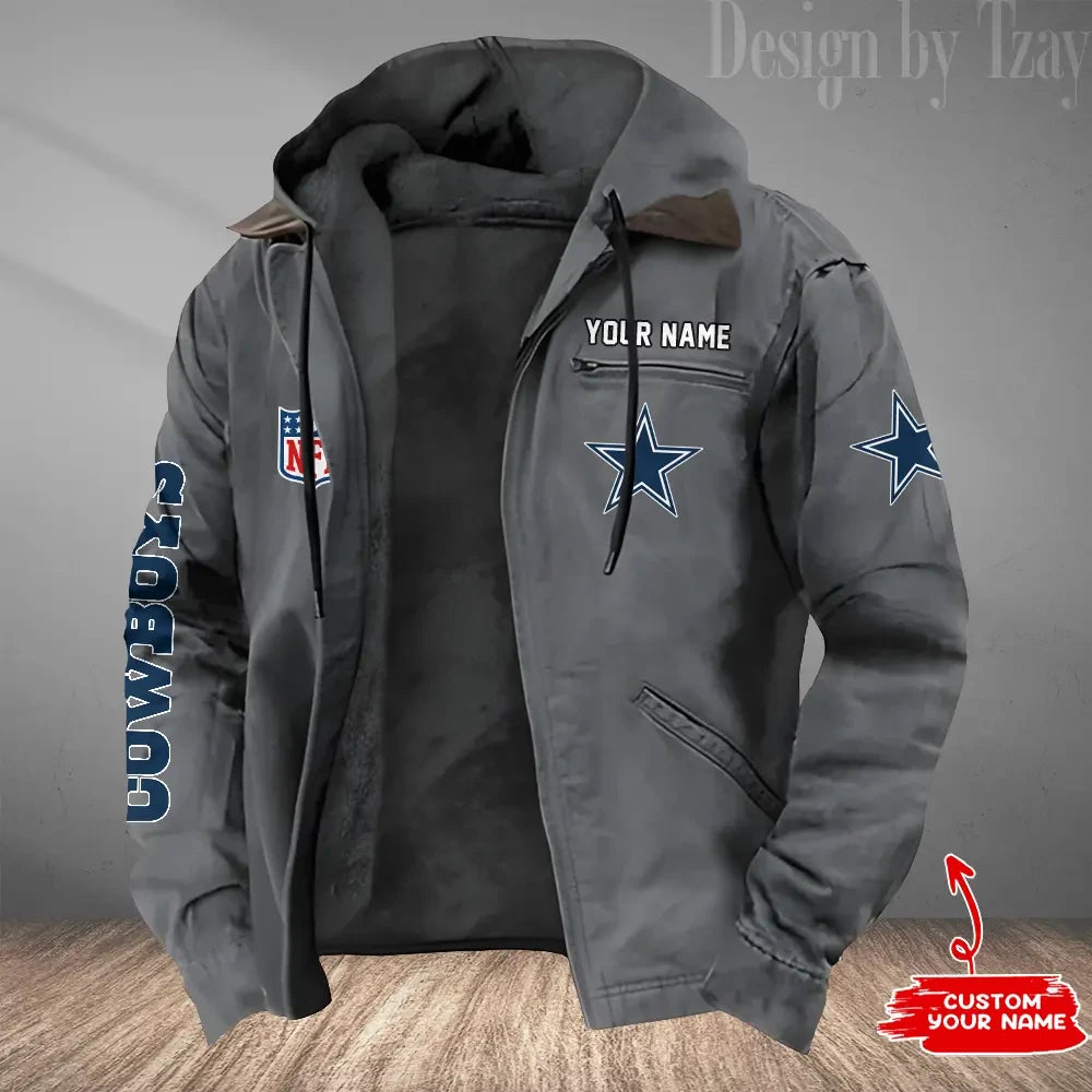 Dallas Cowboys Men's Casual Padded Jacket Hooded Trending 2026 SPTPJH074