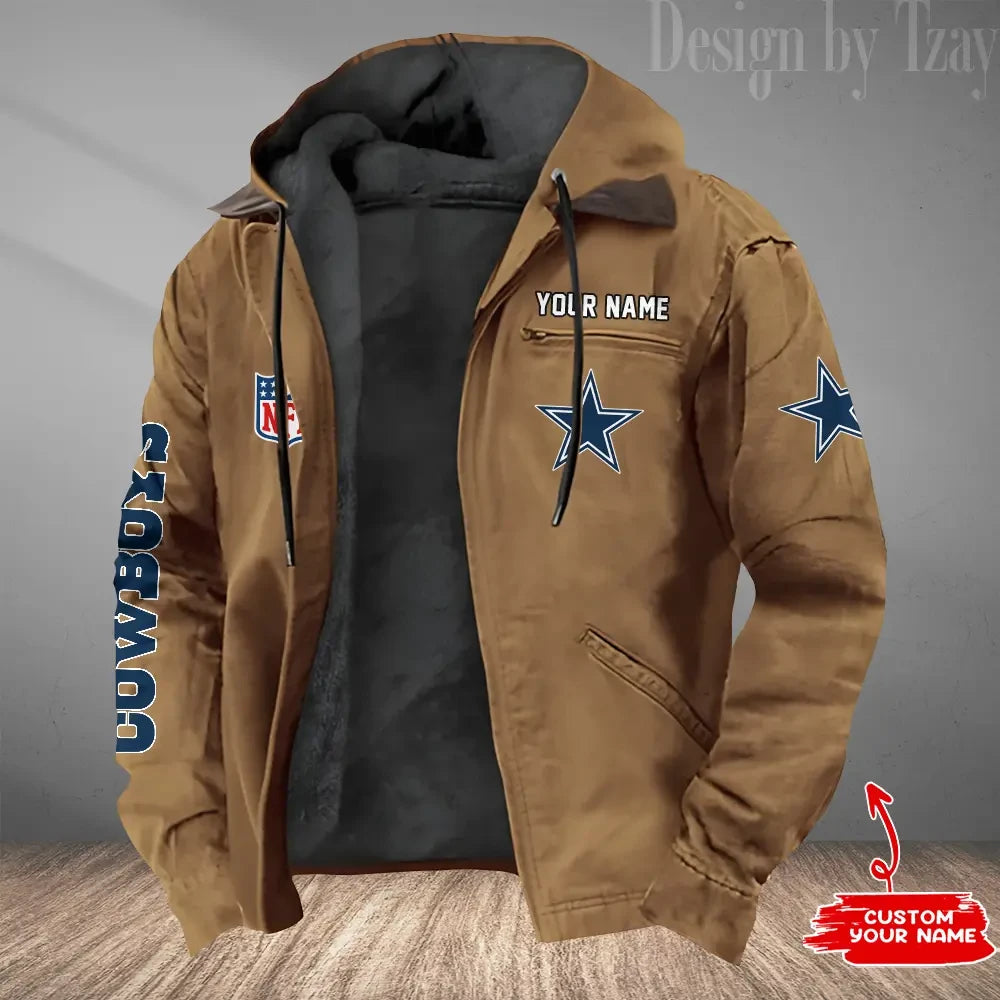 Dallas Cowboys Men's Casual Padded Jacket Hooded Trending 2026 SPTPJH074
