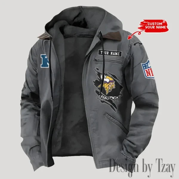 Minnesota Vikings Men's Casual Padded Jacket Hooded Trending 2026 SPTPJH150
