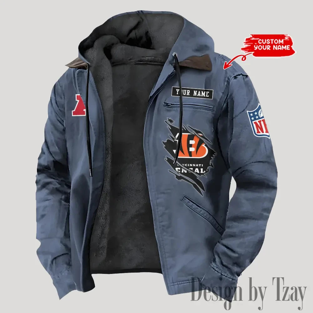 Cincinnati Bengals Men's Casual Padded Jacket Hooded Trending 2026 SPTPJH136