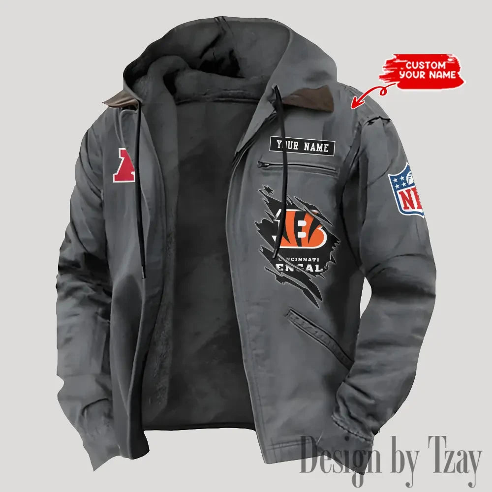 Cincinnati Bengals Men's Casual Padded Jacket Hooded Trending 2026 SPTPJH136