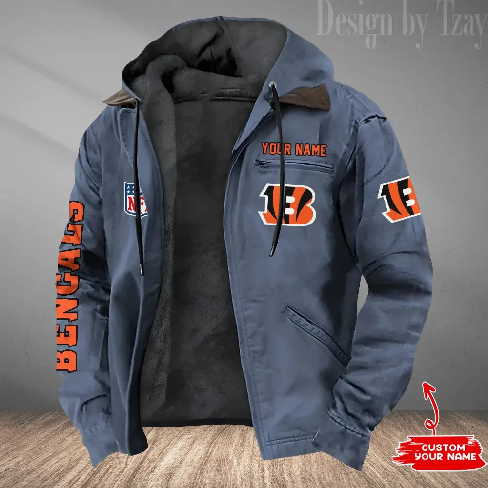 Cincinnati Bengals Men's Casual Padded Jacket Hooded Trending 2026 SPTPJH072