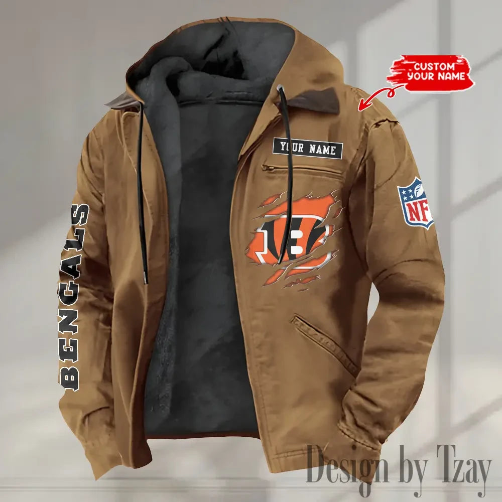 Cincinnati Bengals Men's Casual Padded Jacket Hooded trending 2026 SPTPJH007