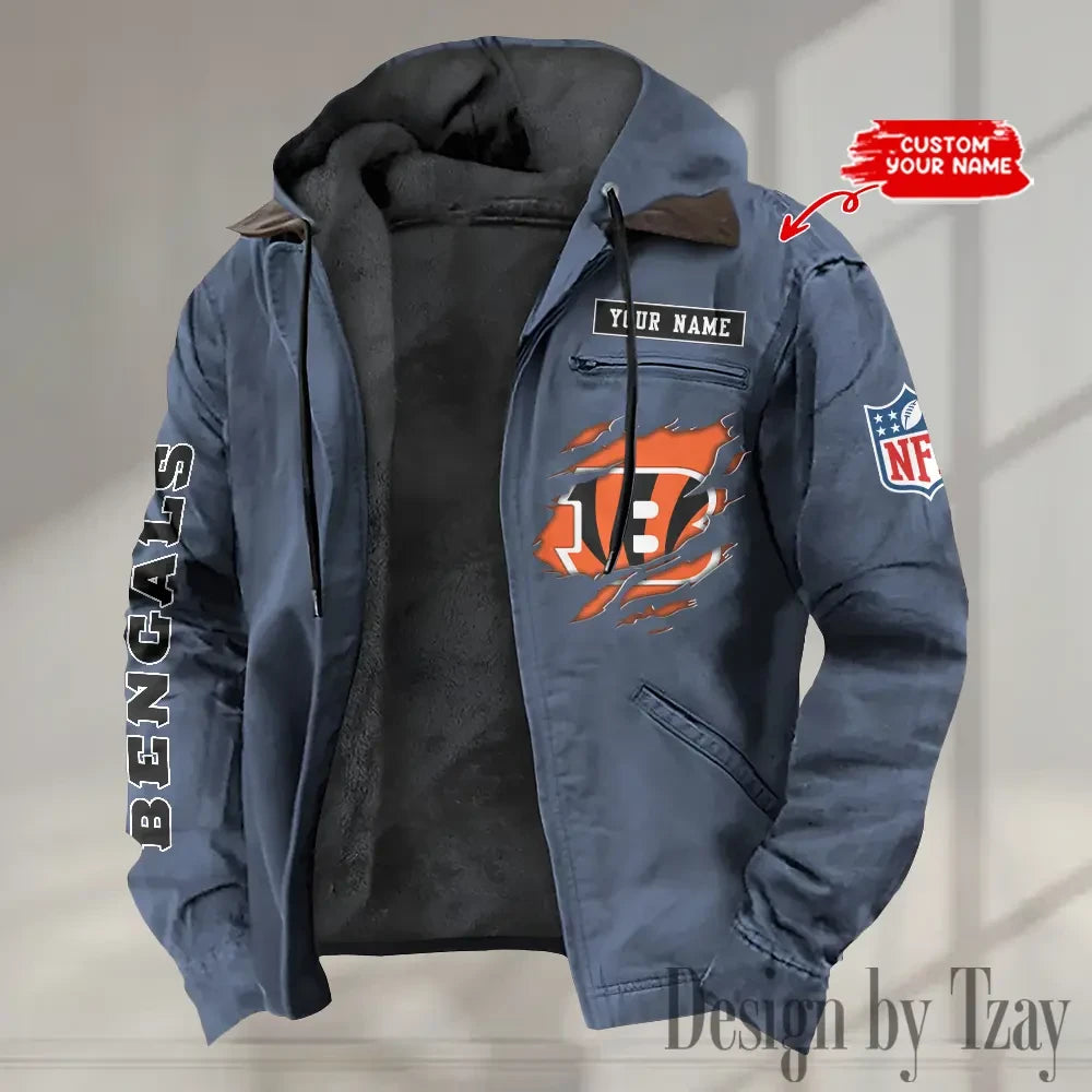 Cincinnati Bengals Men's Casual Padded Jacket Hooded trending 2026 SPTPJH007