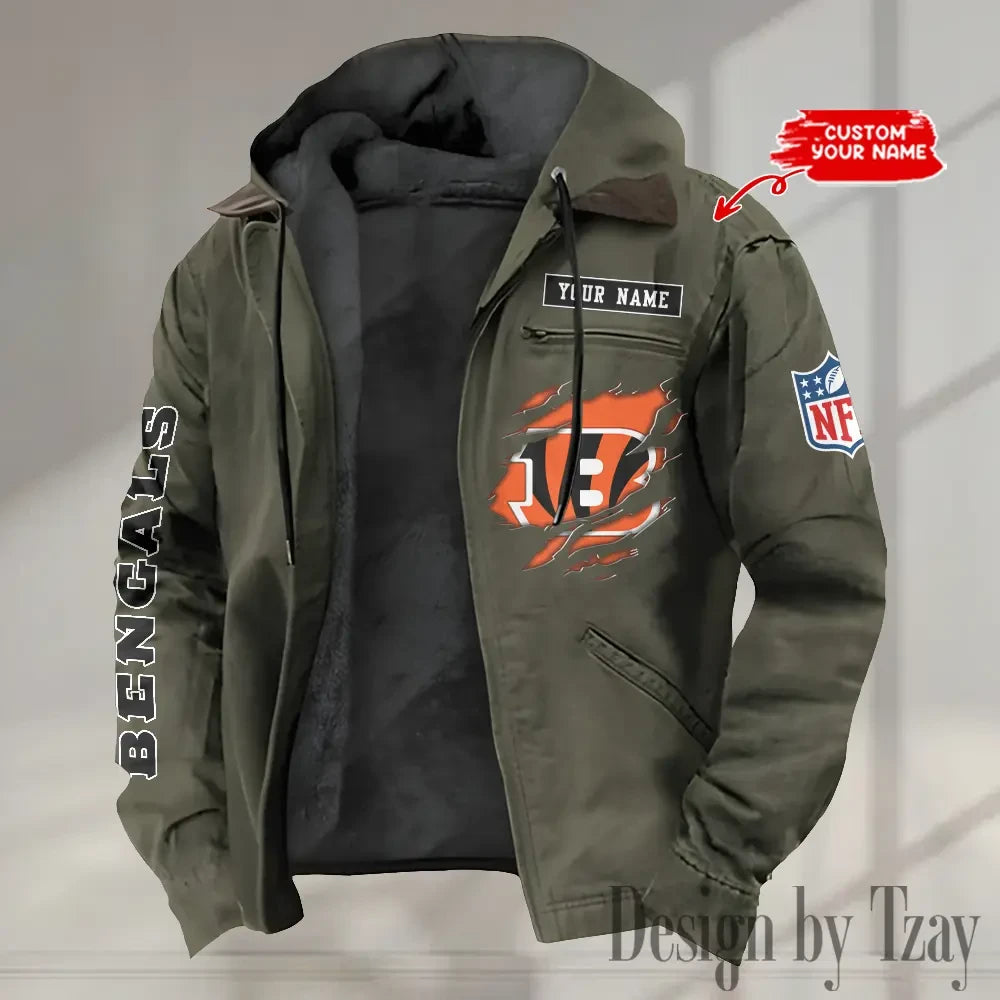 Cincinnati Bengals Men's Casual Padded Jacket Hooded trending 2026 SPTPJH007