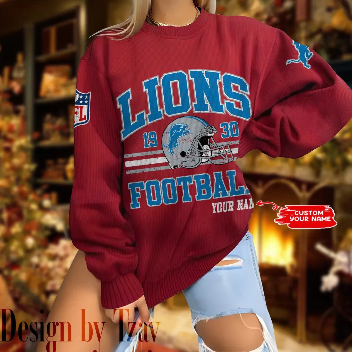Detroit Lions Personalized Fashion Design New Woolen Sweater  BGSWT288