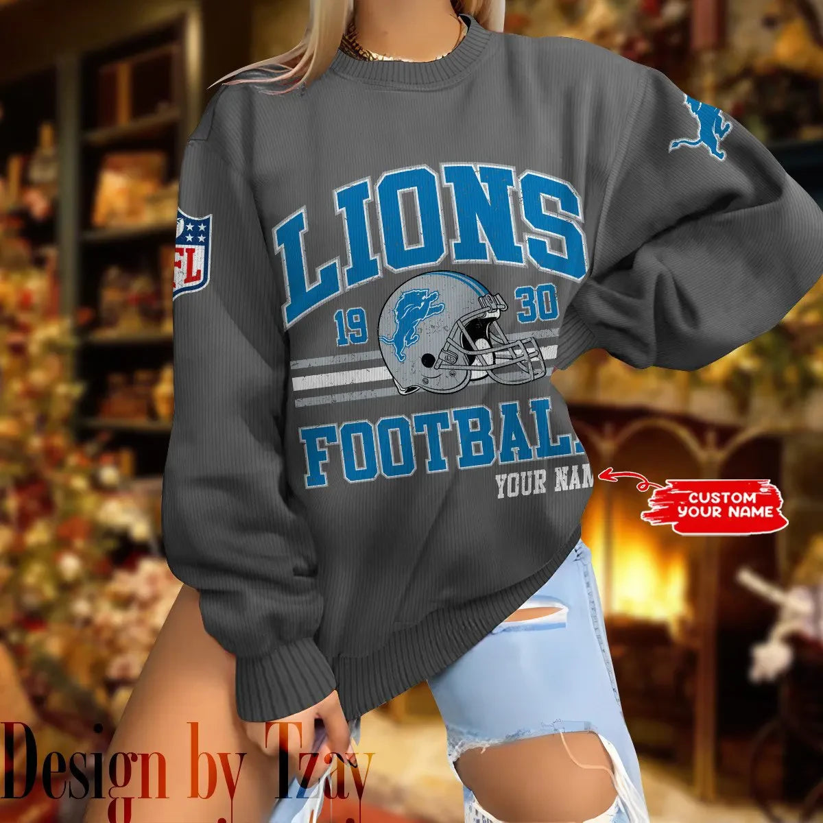 Detroit Lions Personalized Fashion Design New Woolen Sweater  BGSWT288