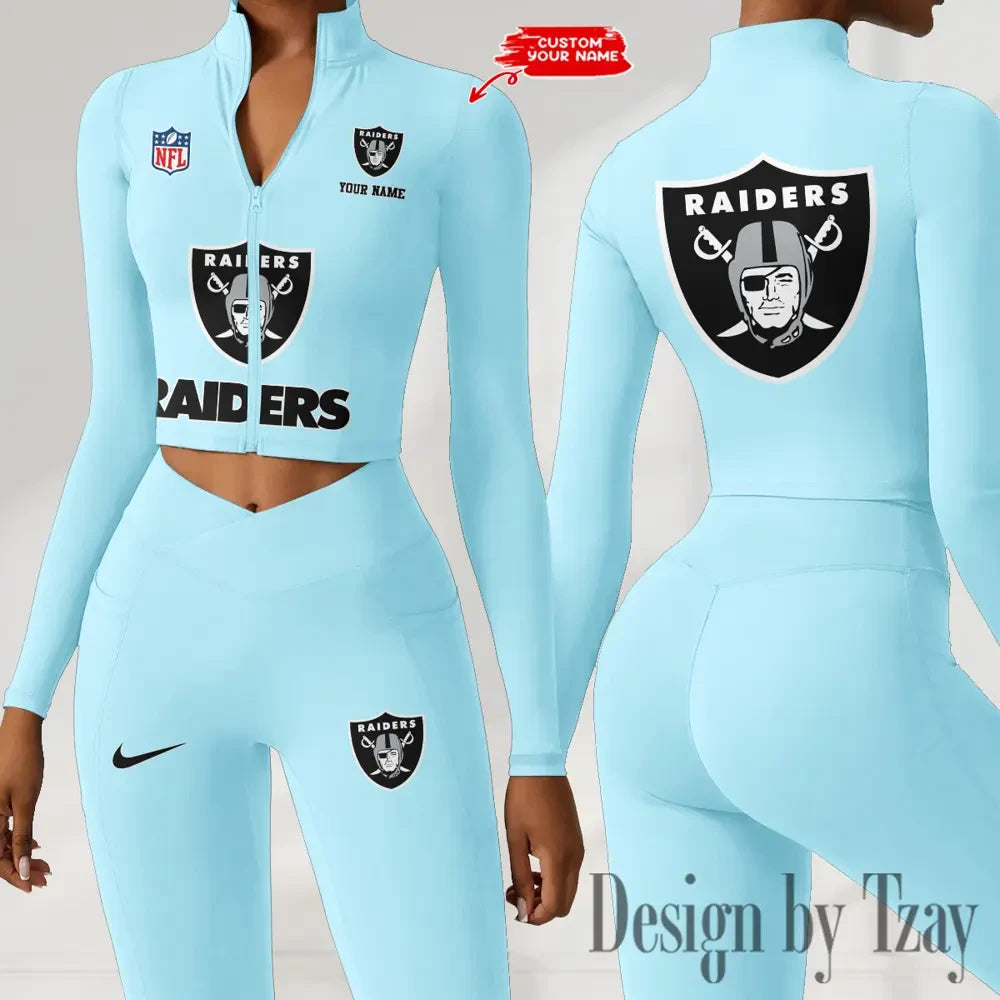 Las Vegas Raiders Zipper Sports Top Women Gym Long Sleeve for Fitness SPTZSTW049