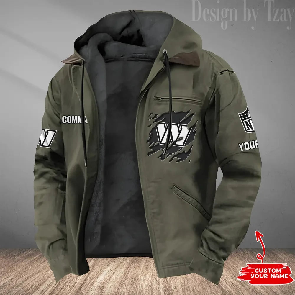 Washington Commanders Men's Casual Padded Jacket Hooded Trending 2026 SPTPJH065