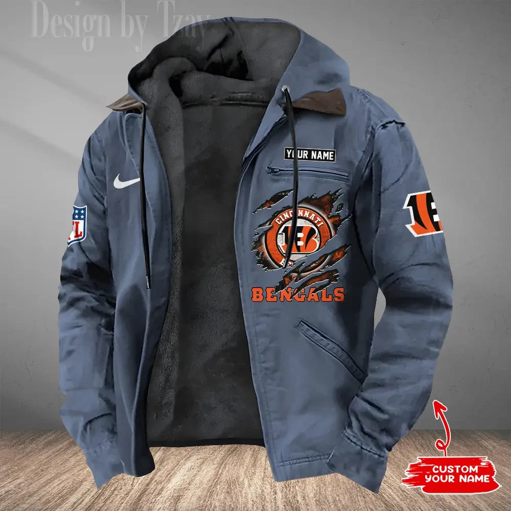 Cincinnati Bengals Men's Casual Padded Jacket Hooded Trending 2026 SPTPJH168