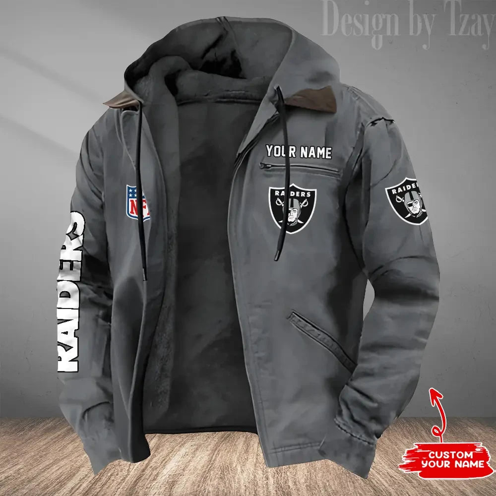 Las Vegas Raiders Men's Casual Padded Jacket Hooded Trending 2026 SPTPJH082