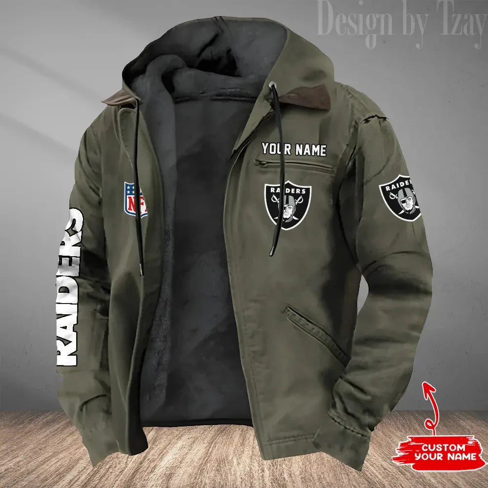 Las Vegas Raiders Men's Casual Padded Jacket Hooded Trending 2026 SPTPJH082
