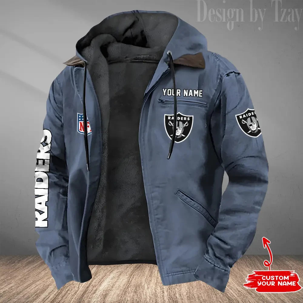 Las Vegas Raiders Men's Casual Padded Jacket Hooded Trending 2026 SPTPJH082