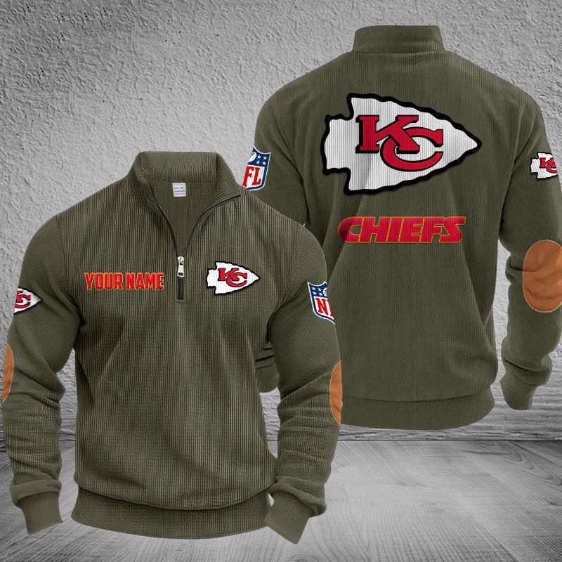 Kansas City Chiefs DMSH0284 Stand Collar Half-zip Sweatshirt Multicolor