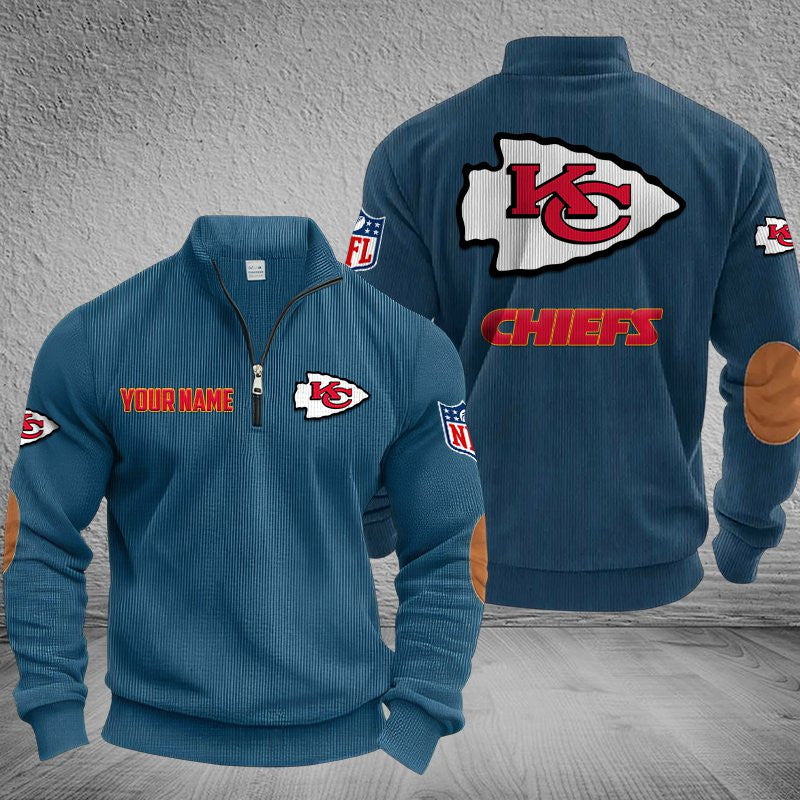 Kansas City Chiefs DMSH0284 Stand Collar Half-zip Sweatshirt Multicolor
