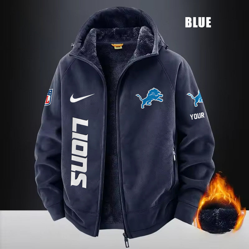Detroit Lions Fleece Fashion Hooded Jacket Outdoor SPTFFHJ075