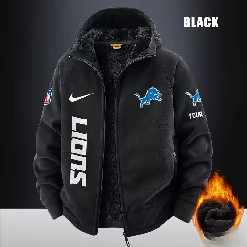 Detroit Lions Fleece Fashion Hooded Jacket Outdoor SPTFFHJ075