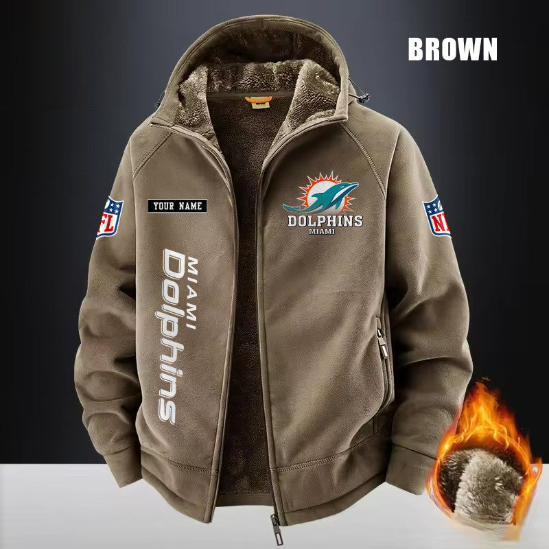 Miami Dolphins Fleece Fashion Hooded Jacket Outdoor SPTFFHJ020