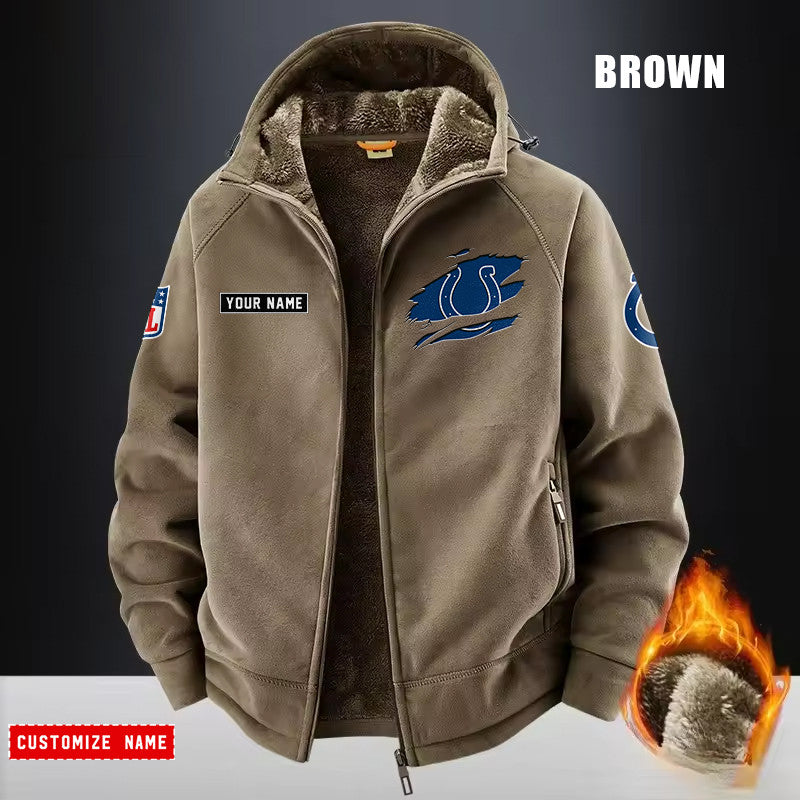 Indianapolis Colts Fleece Fashion Hooded Jacket Outdoor SPTFFHJ046