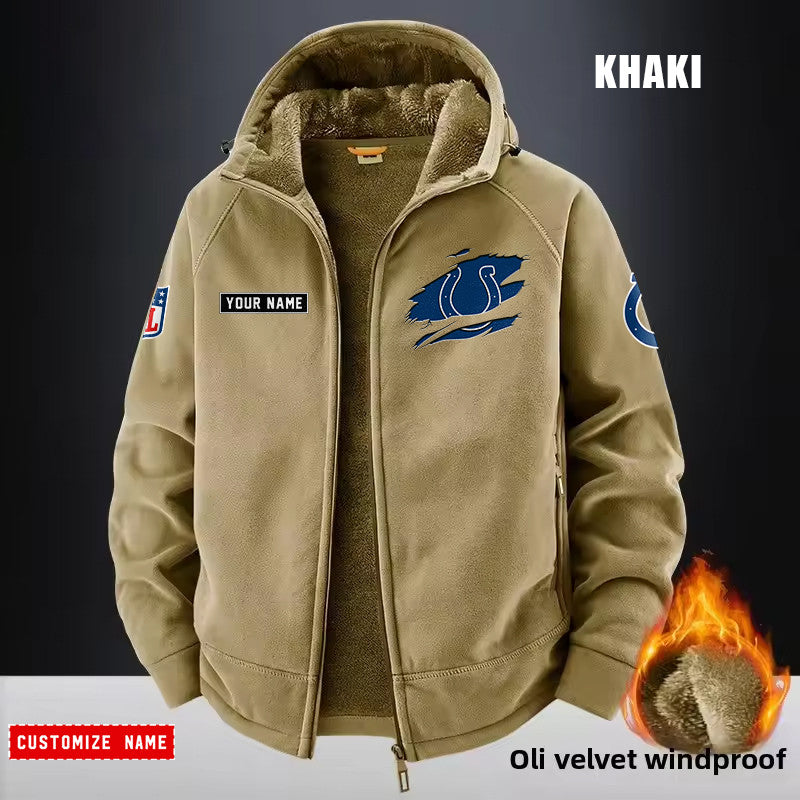 Indianapolis Colts Fleece Fashion Hooded Jacket Outdoor SPTFFHJ046