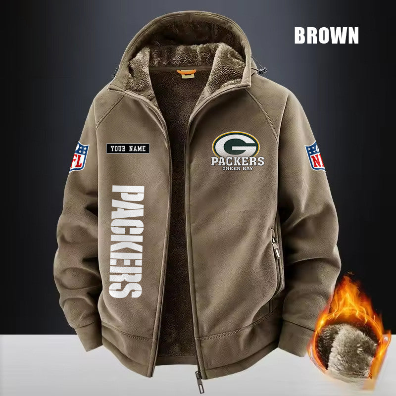 Green Bay Packers Fleece Fashion Hooded Jacket Outdoor SPTFFHJ012