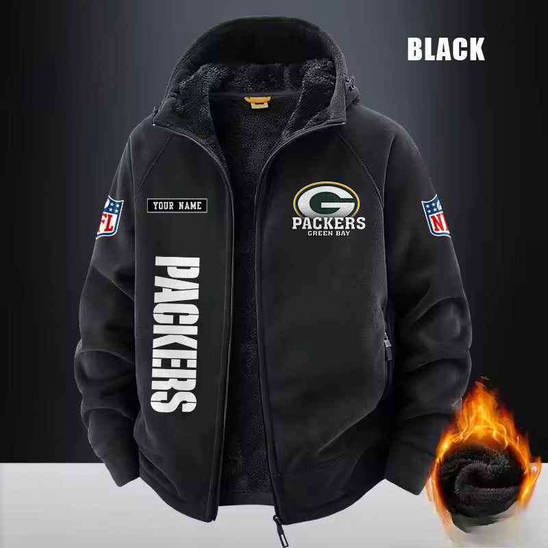 Green Bay Packers Fleece Fashion Hooded Jacket Outdoor SPTFFHJ012
