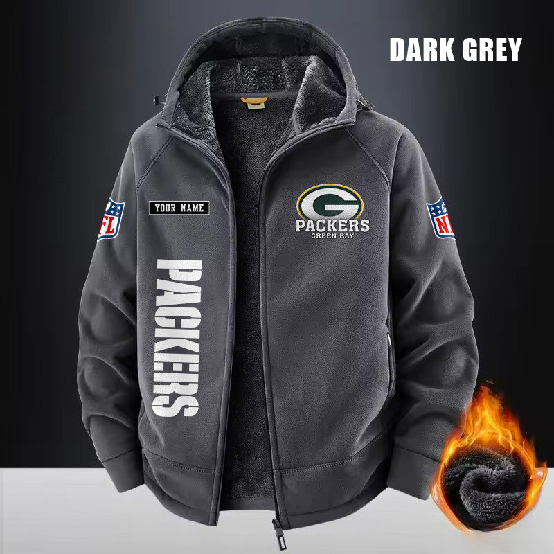 Green Bay Packers Fleece Fashion Hooded Jacket Outdoor SPTFFHJ012