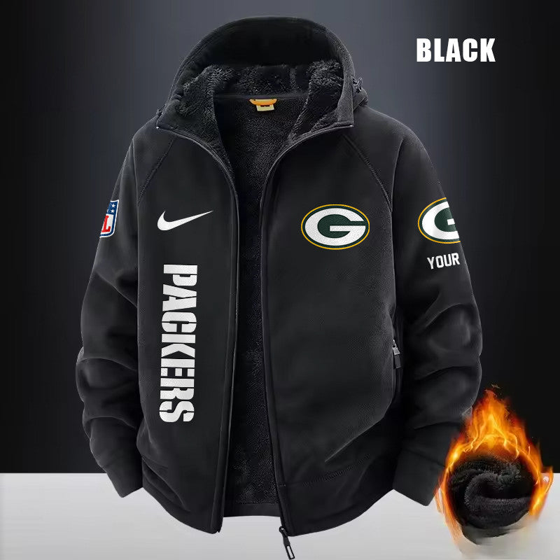 Green Bay Packers Fleece Fashion Hooded Jacket Outdoor SPTFFHJ076