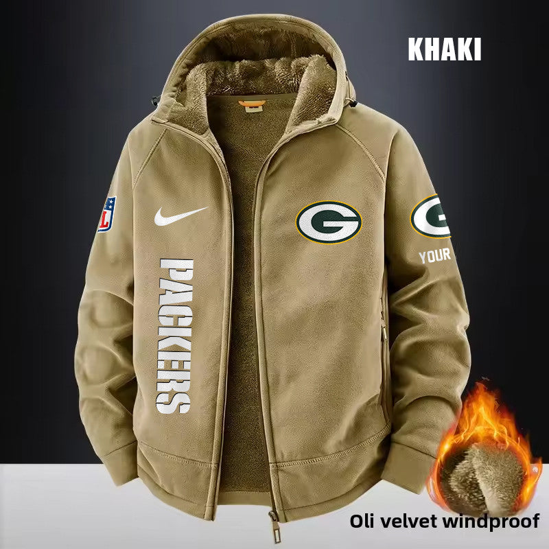Green Bay Packers Fleece Fashion Hooded Jacket Outdoor SPTFFHJ076