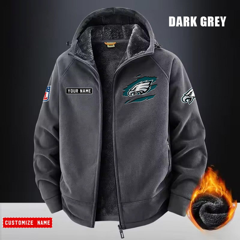 Philadelphia Eagles Fleece Fashion Hooded Jacket Outdoor SPTFFHJ058