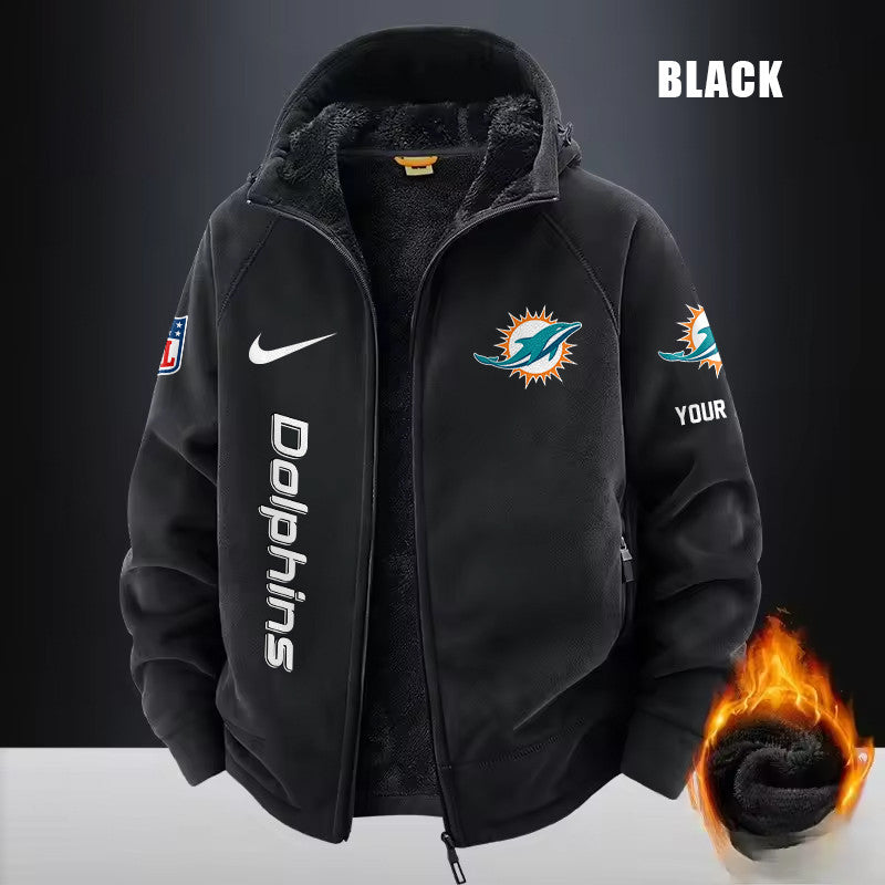 Miami Dolphins Fleece Fashion Hooded Jacket Outdoor SPTFFHJ084