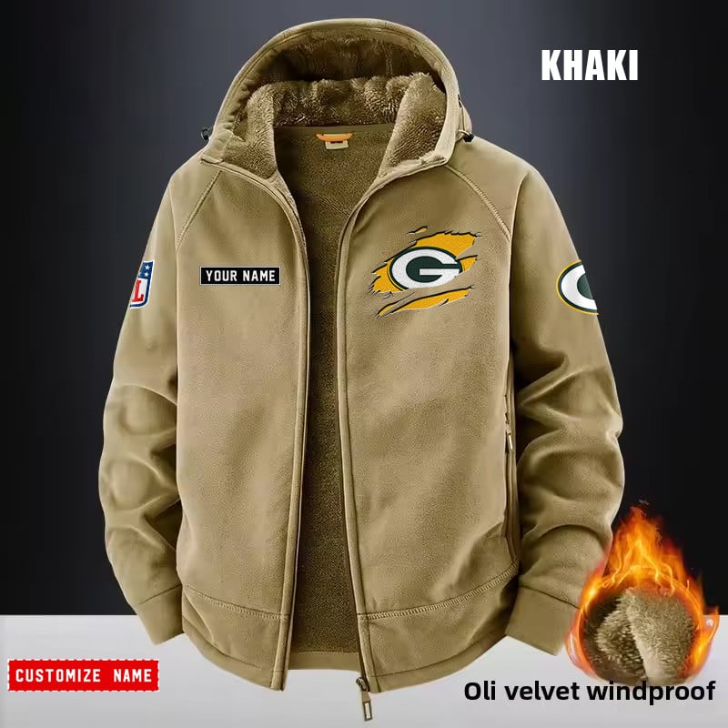 Green Bay Packers Fleece Fashion Hooded Jacket Outdoor SPTFFHJ044