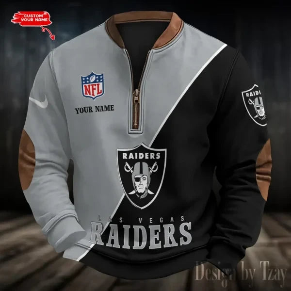 S9MPZNS145-Las Vegas Raiders Premium Personalized Game-Day Quarter-Zip