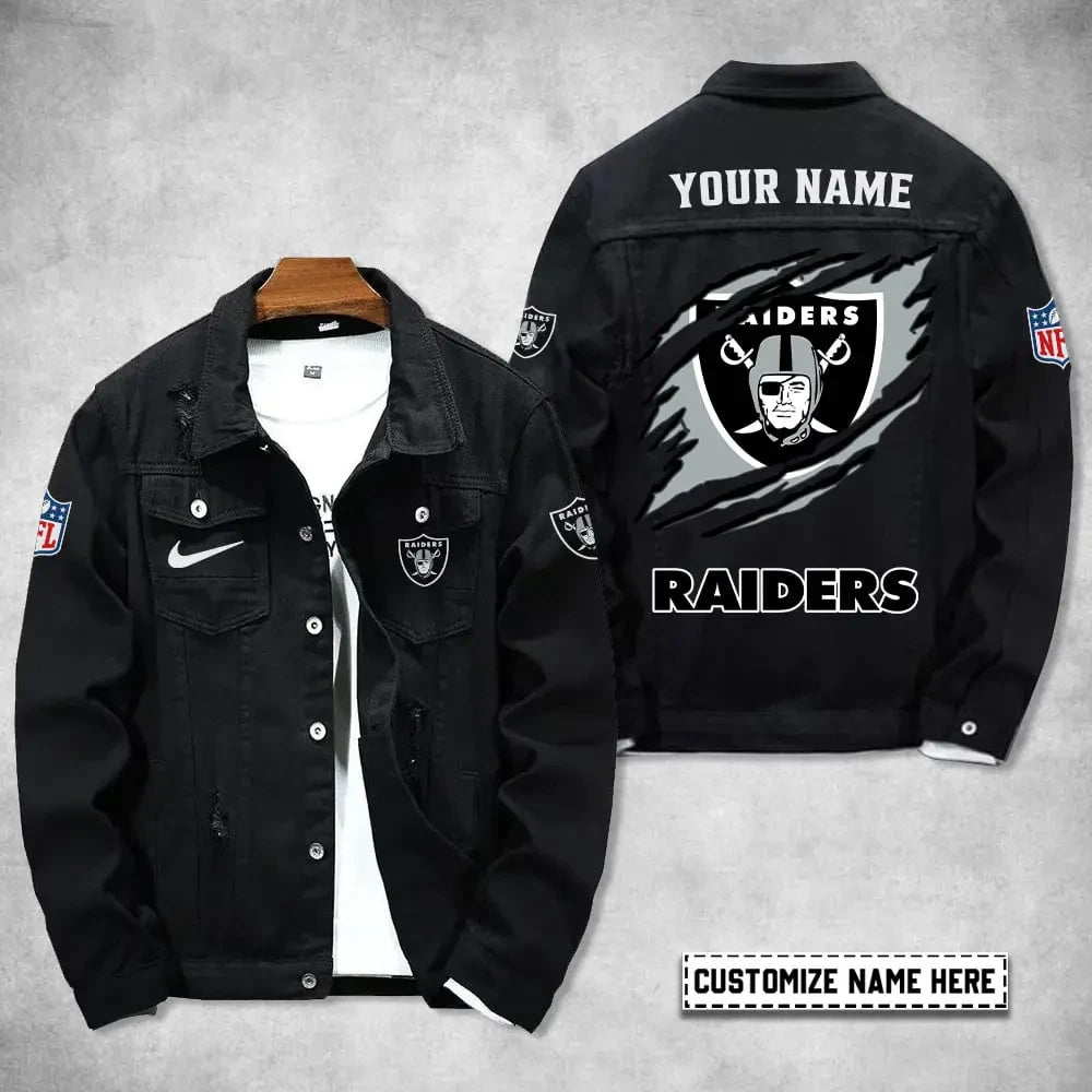 Las Vegas Raiders Personalized Premium Denim Jacket S9DJ079
