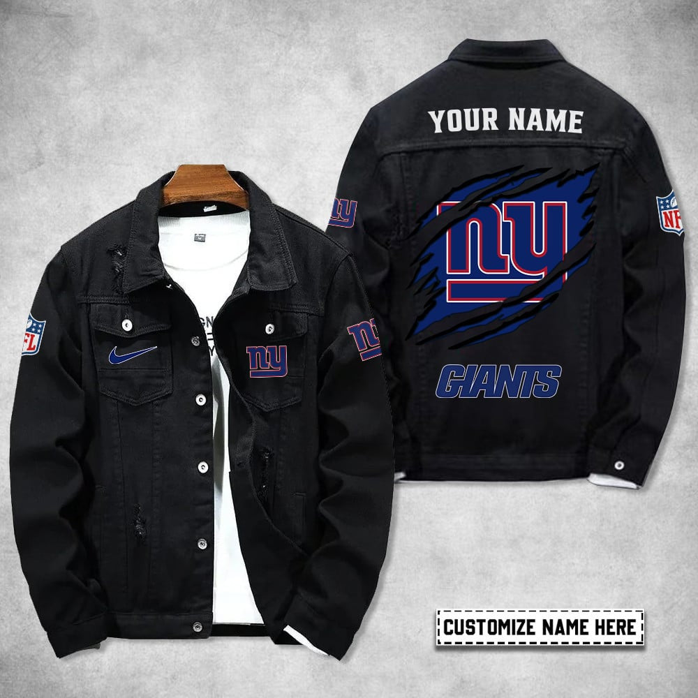 New York Giants Personalized Premium Denim Jacket S9DJ068