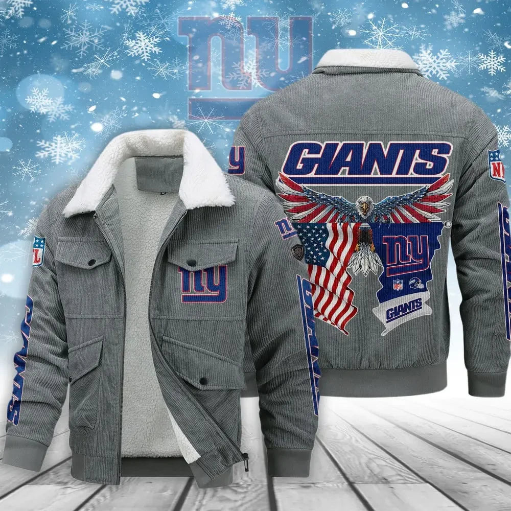 New York Giants VITCJ095 Men’s Thickened Corduroy Jacket