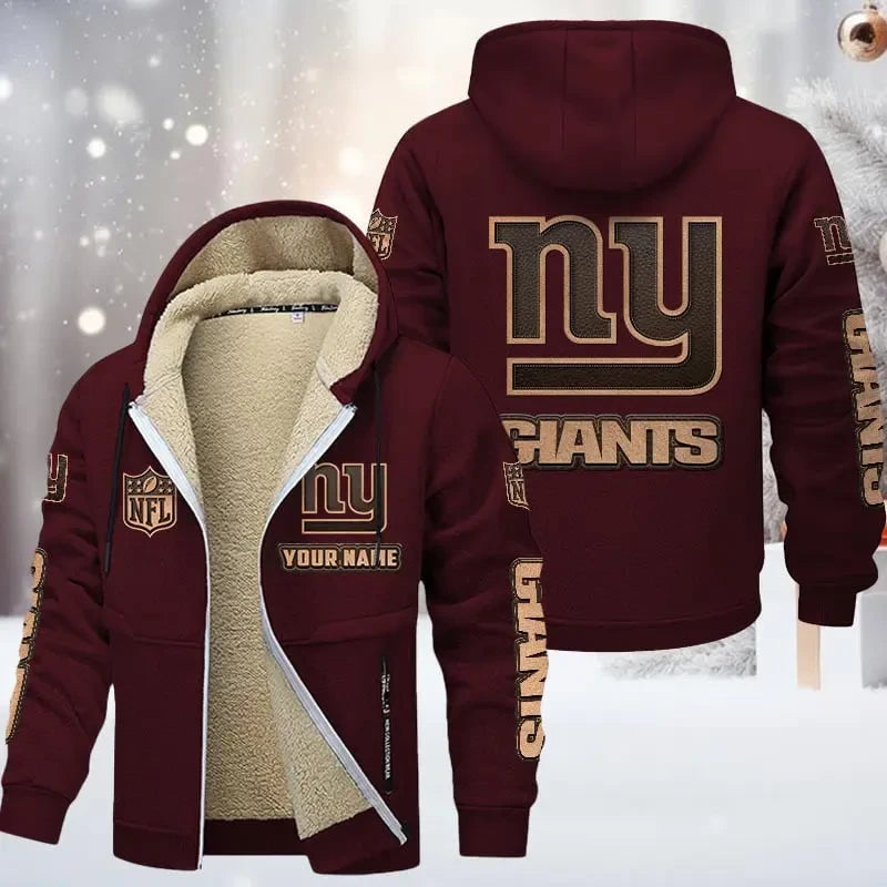 New York Giants DMTZ0861 Premium Sherpa-Lined Winter Hoodie – Personalized Edition