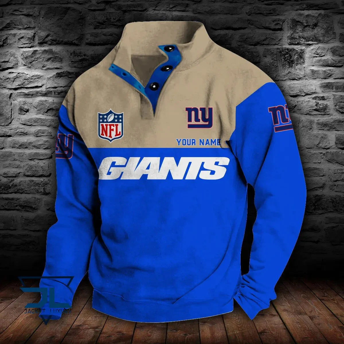 New York Giants Premium Stand-Collar Game-Day Pullover - Engineered Warmth & Personalized Name S9DBSCH024