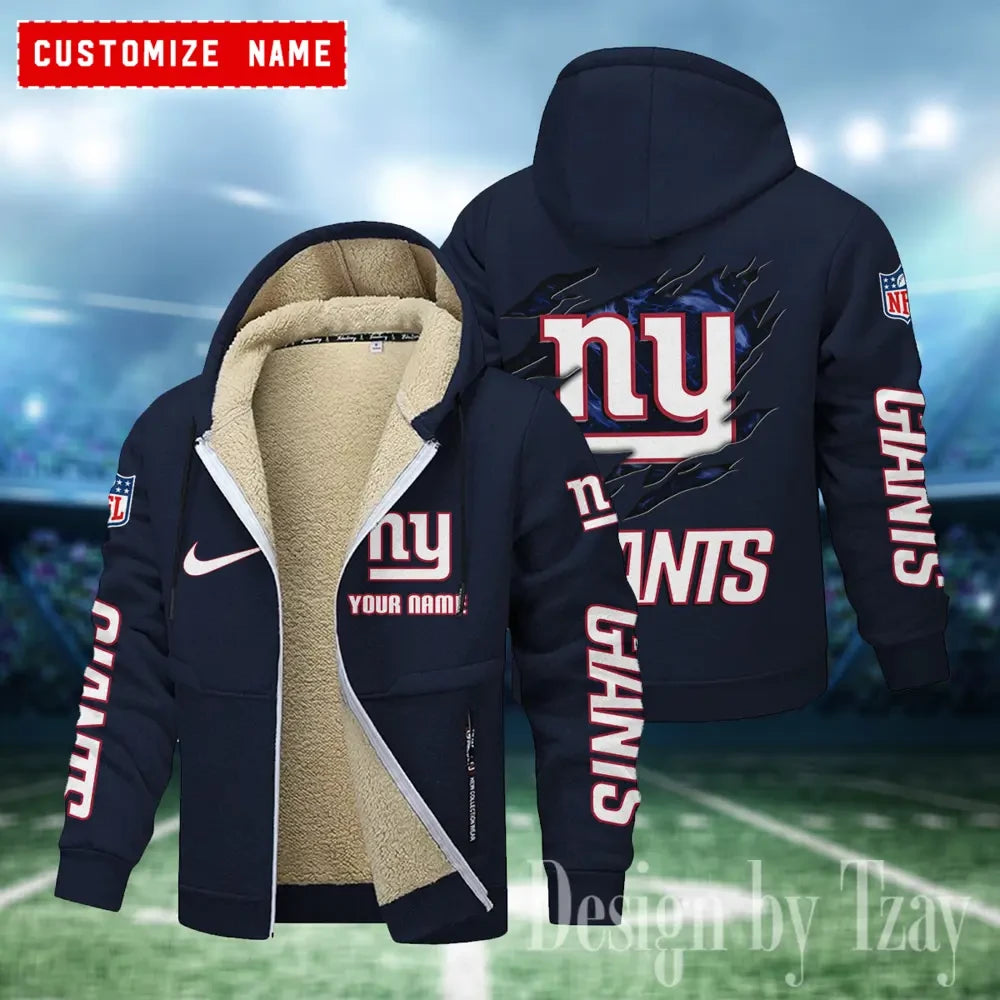 New York Giants Hoodies Zip Velvet Coat AANZTZH089