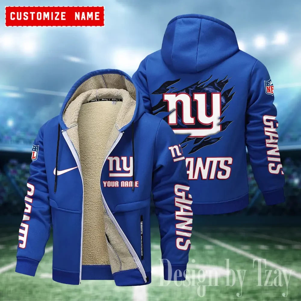 New York Giants Hoodies Zip Velvet Coat AANZTZH089