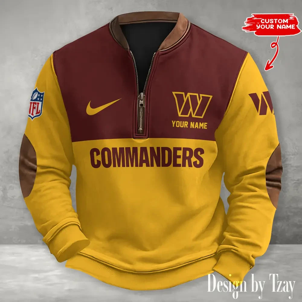 S9MPZNS199-Washington Commanders Premium Personalized Game-Day Quarter-Zip
