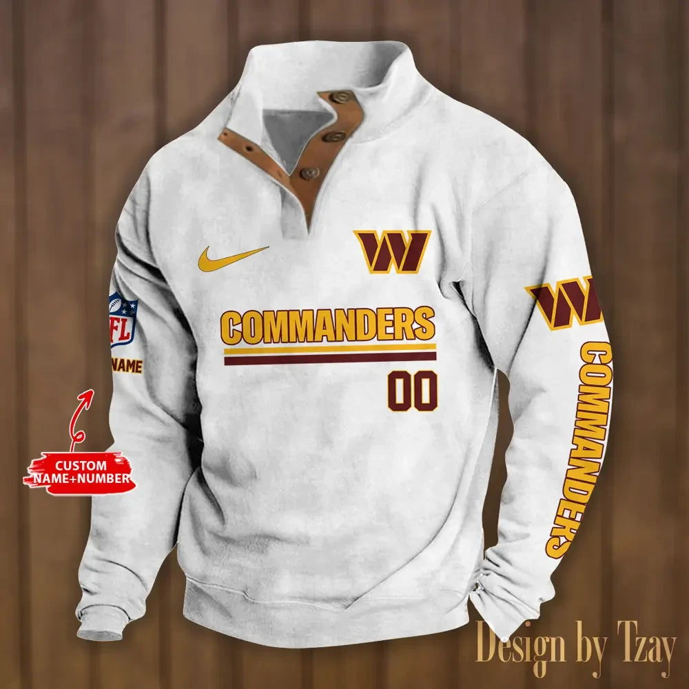 Washington Commanders Premium Stand-Collar Game-Day Pullover - Engineered Warmth & Personalized Name S9DBSCH096