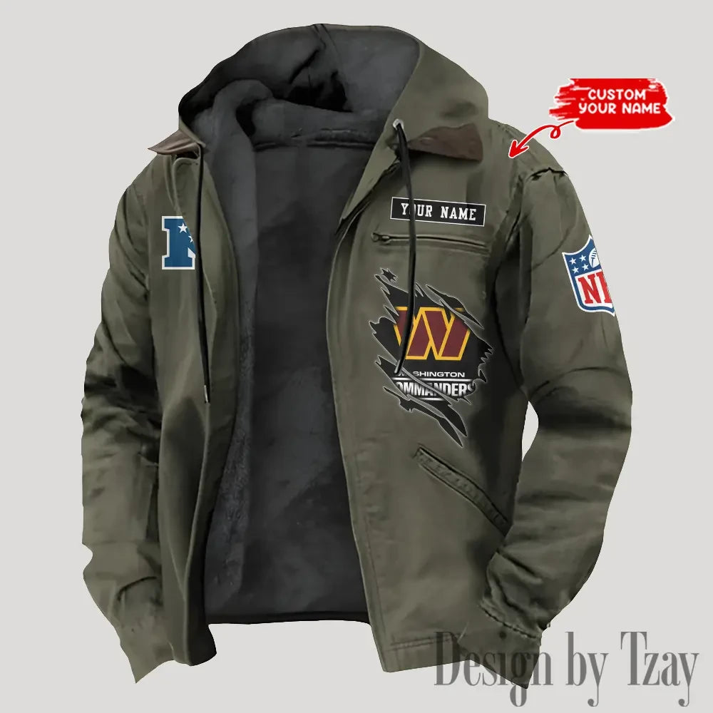 Washington Commanders Men's Casual Padded Jacket Hooded Trending 2026 SPTPJH161