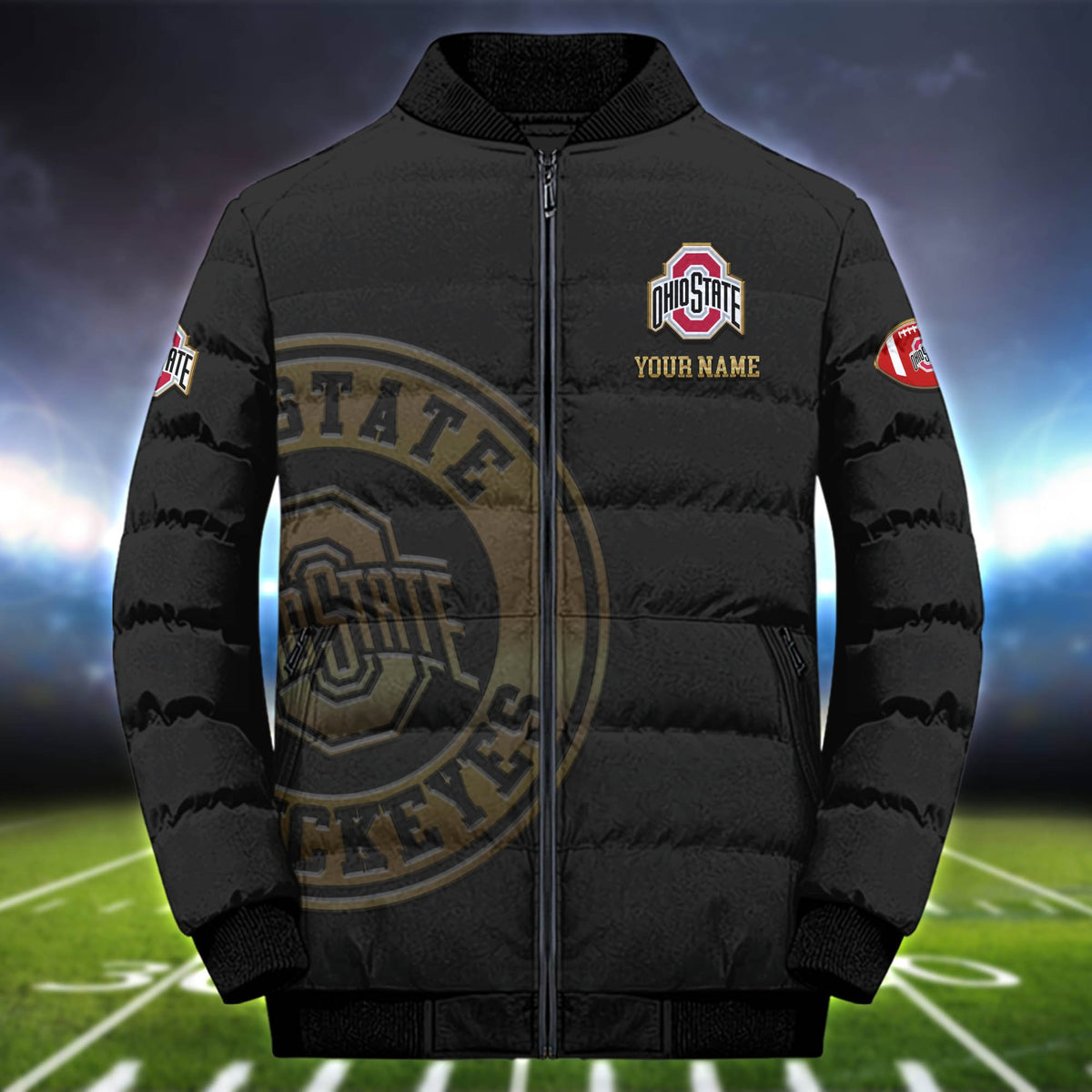 Ohio State Buckeyes Sport Puffer Jacket Personalized Your Name, Football Team Jacket For Fan, Sport Gifts ETHY-52820 Puffer Jacket
